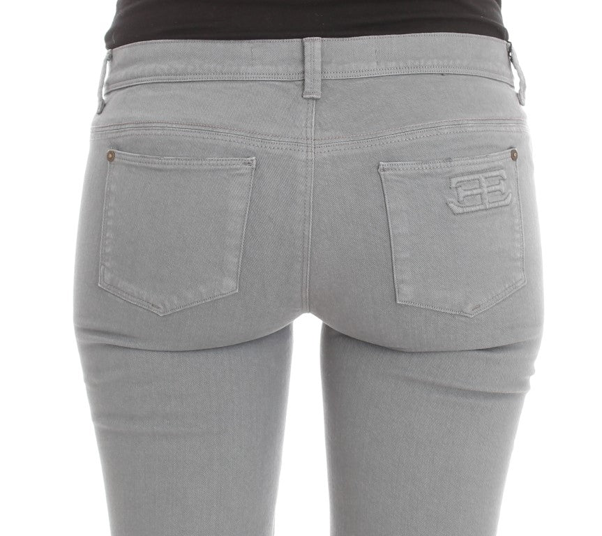 Blue Cotton Blend Slim Fit Bootcut Jeans