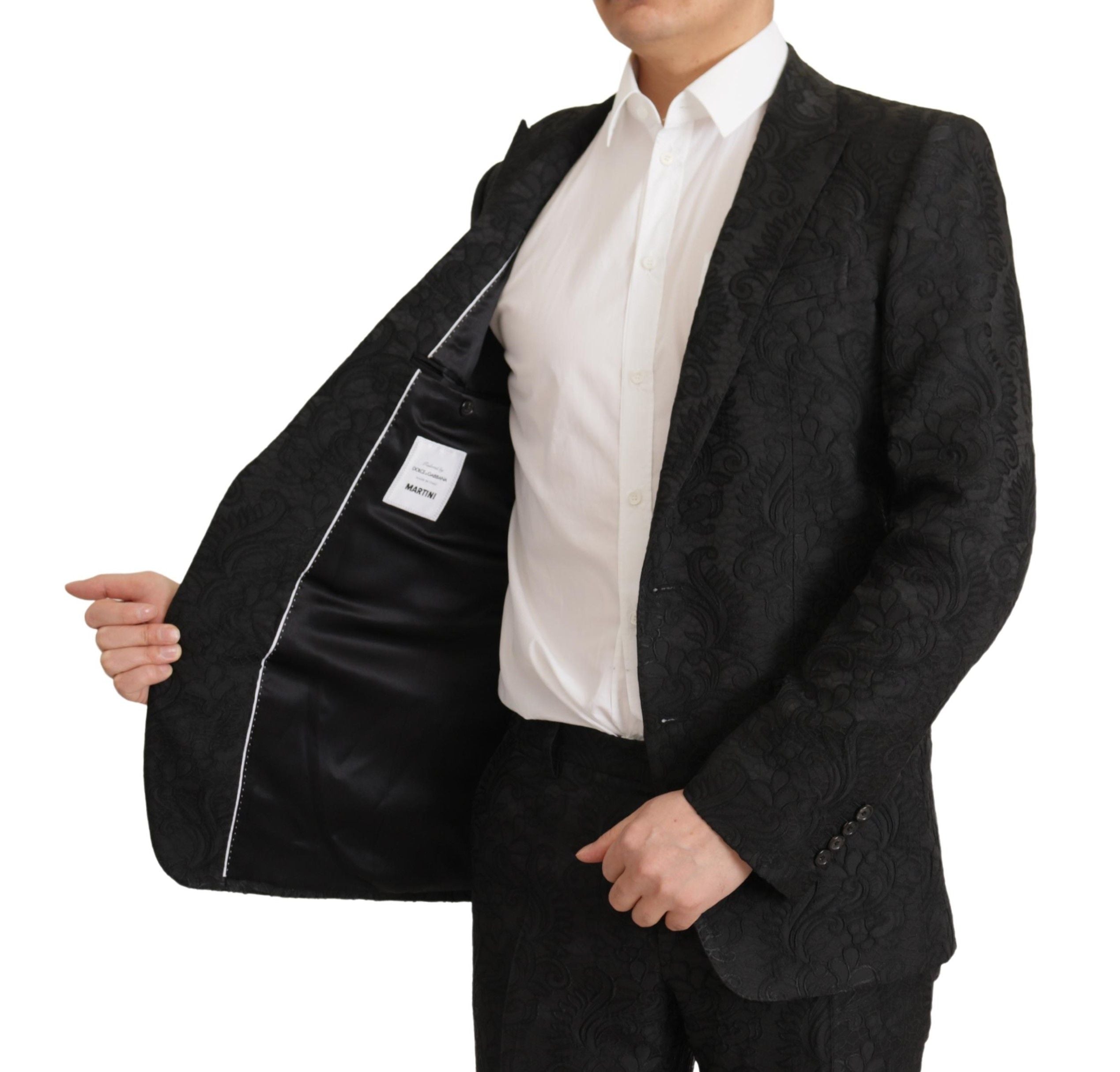 Schwarzer Brokat-Anzug, formeller 2-teiliger MARTINI-Anzug