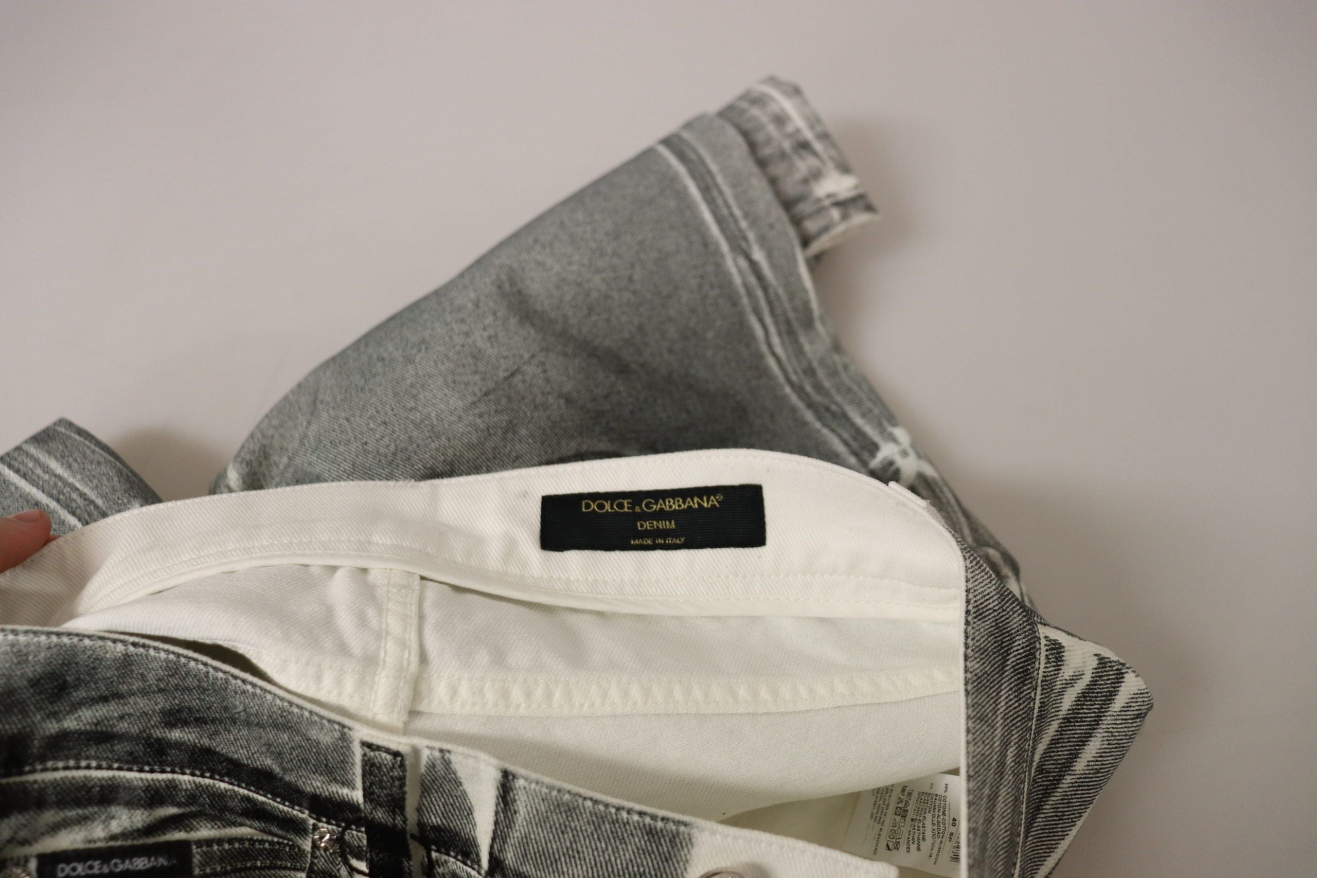Grey Washed High Waist Denim Pants Cotton Jeans