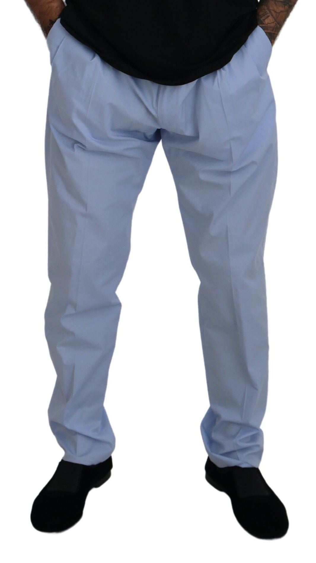 Blue Cotton Stretch Trousers Chinos Pants