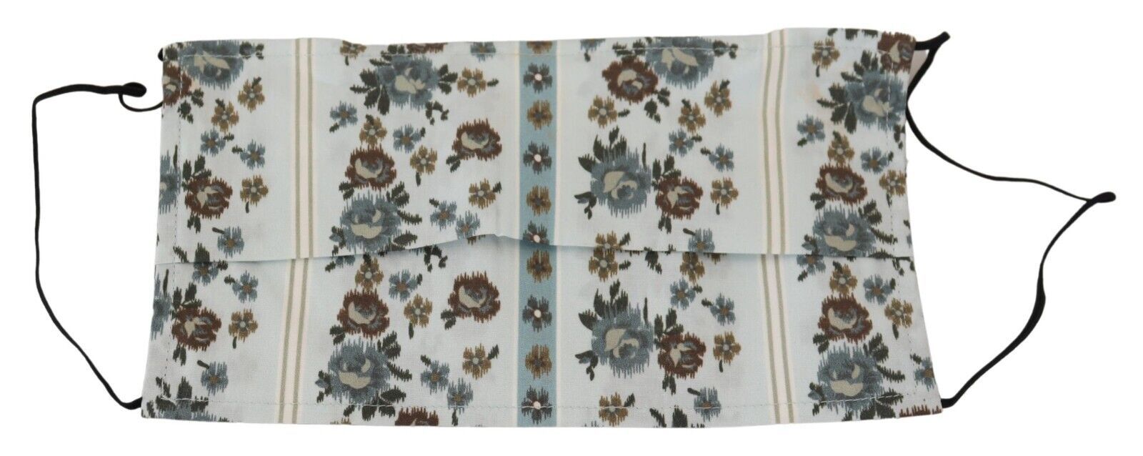 White Floral Cotton Pleated Elastic Ear Strap Face Mask