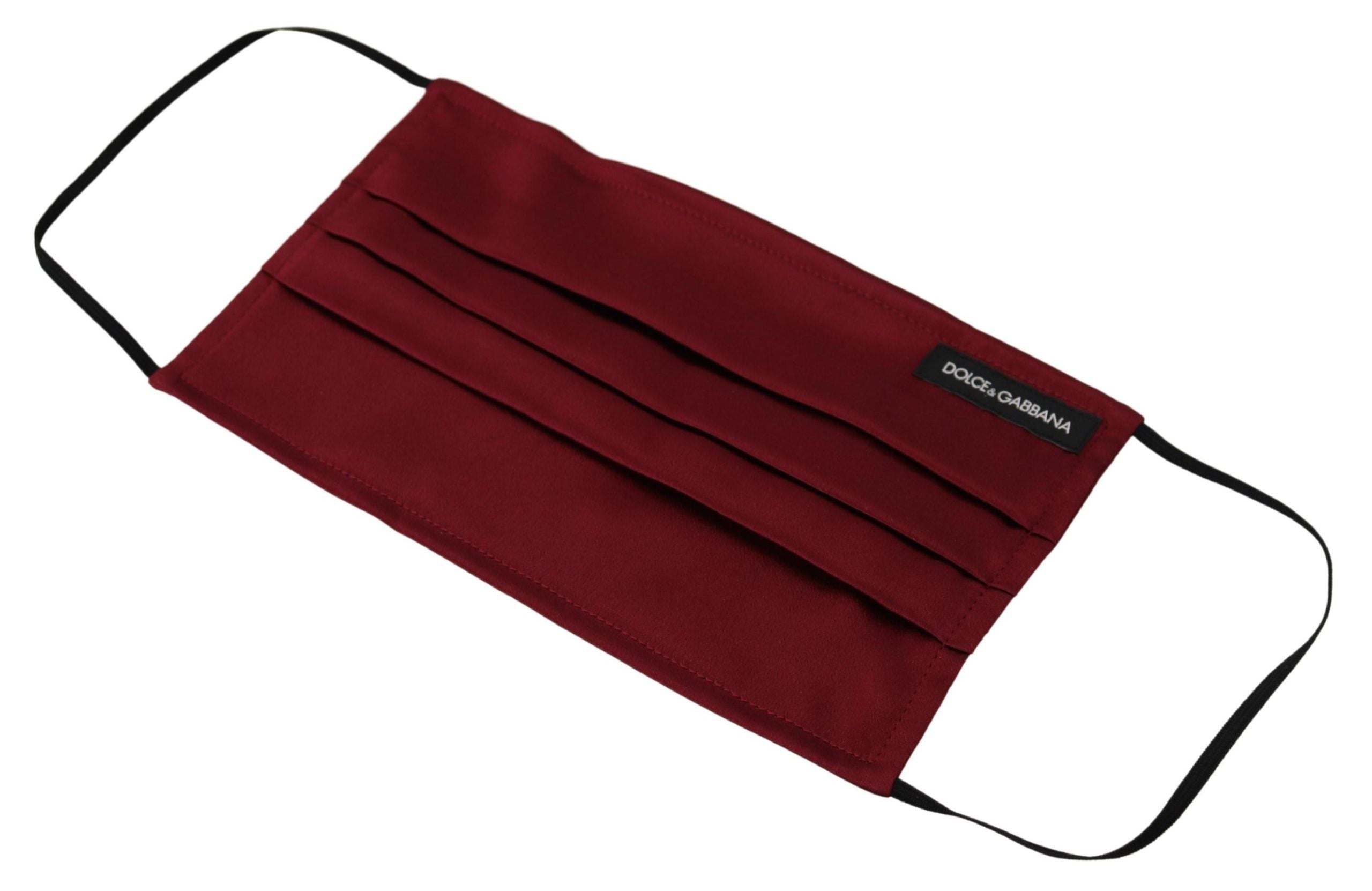 Gesichtsmaske aus bordeauxroter Seide mit Falten und elastischen Ohrschlaufen, Einheitsgröße