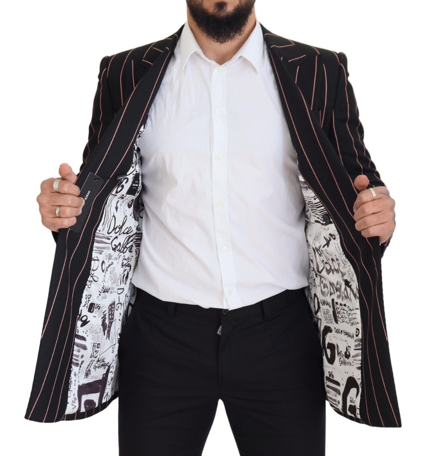 Blazer Formel Croisé Noir Rayé
