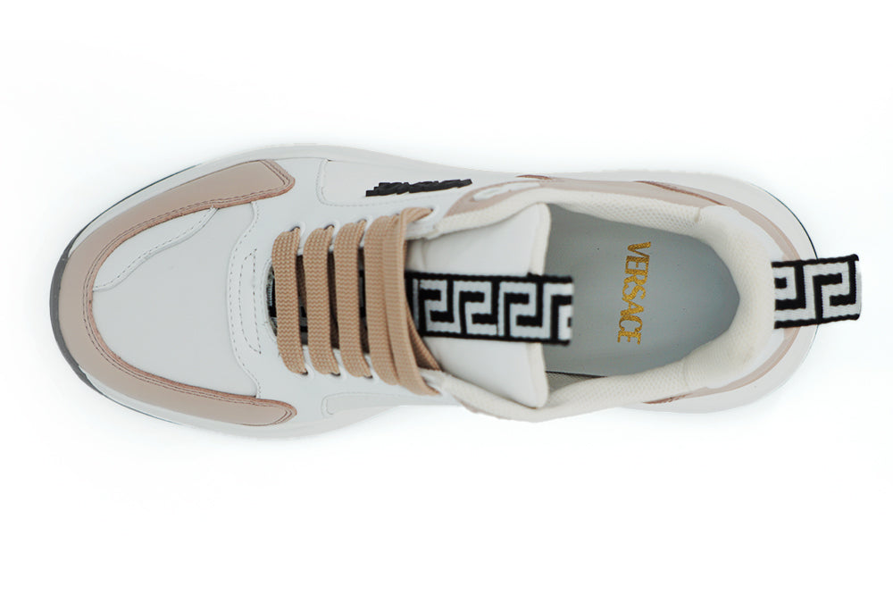 Sneakers Versace en cuir de veau Rose clair et blanc,