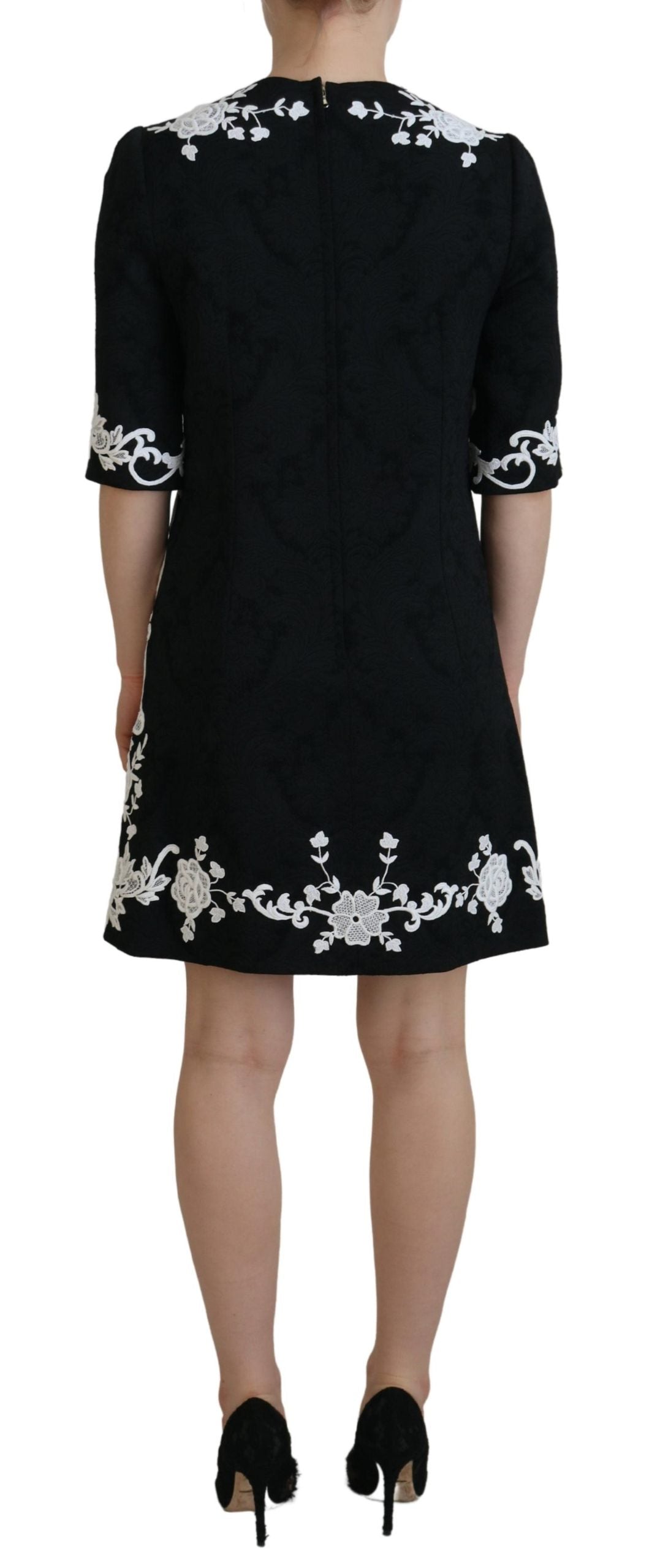 Robe Dolce & Gabbana Mini Noire Évasée avec Dentelle