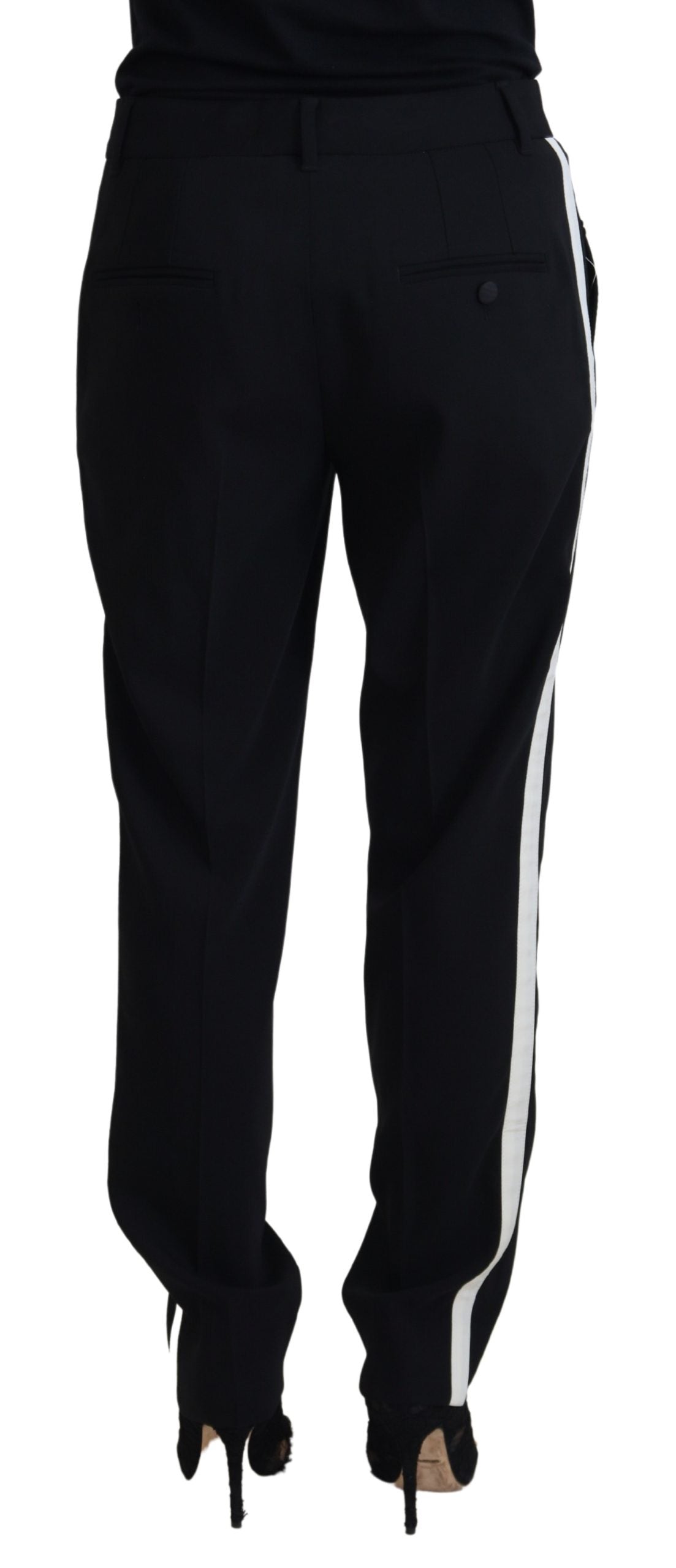 Black Tapered Women Wool Pants