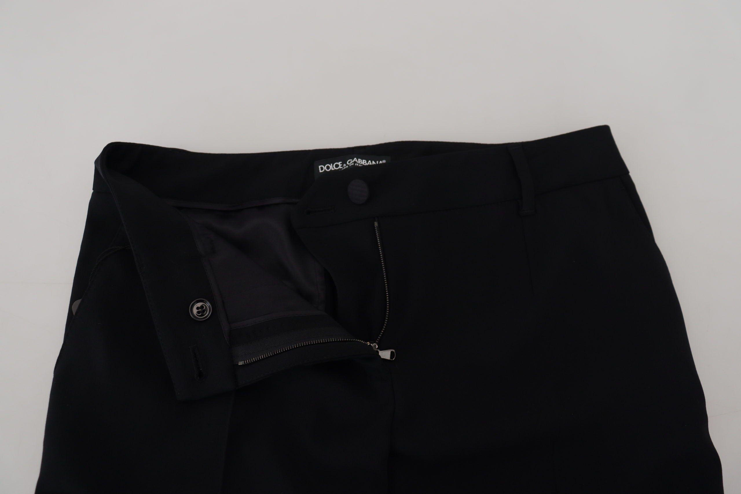 Black Tapered Women Wool Pants