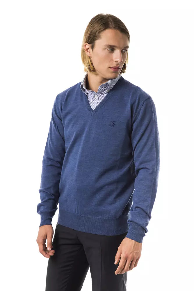 Blue Merino Wool Men's Sweater