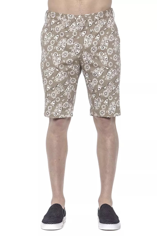 Beige Cotton Men Bermuda Shorts