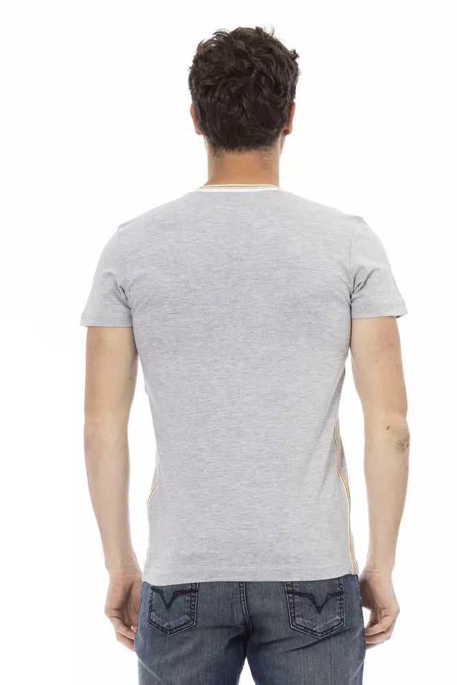 Gray Cotton Men's V-Neck T-Shirt