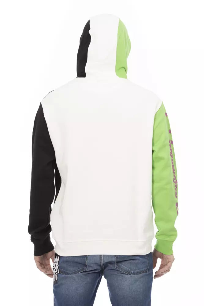 White Cotton Men Sweater with Hood