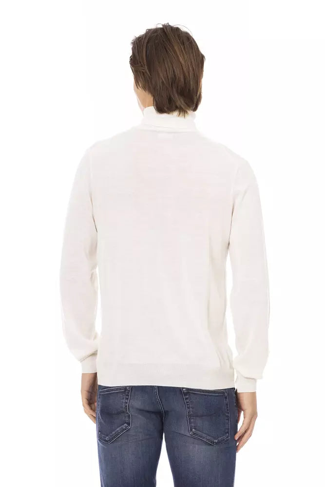 White Fabric Men Turtleneck Sweater