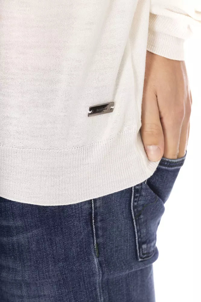 White Fabric Men Turtleneck Sweater