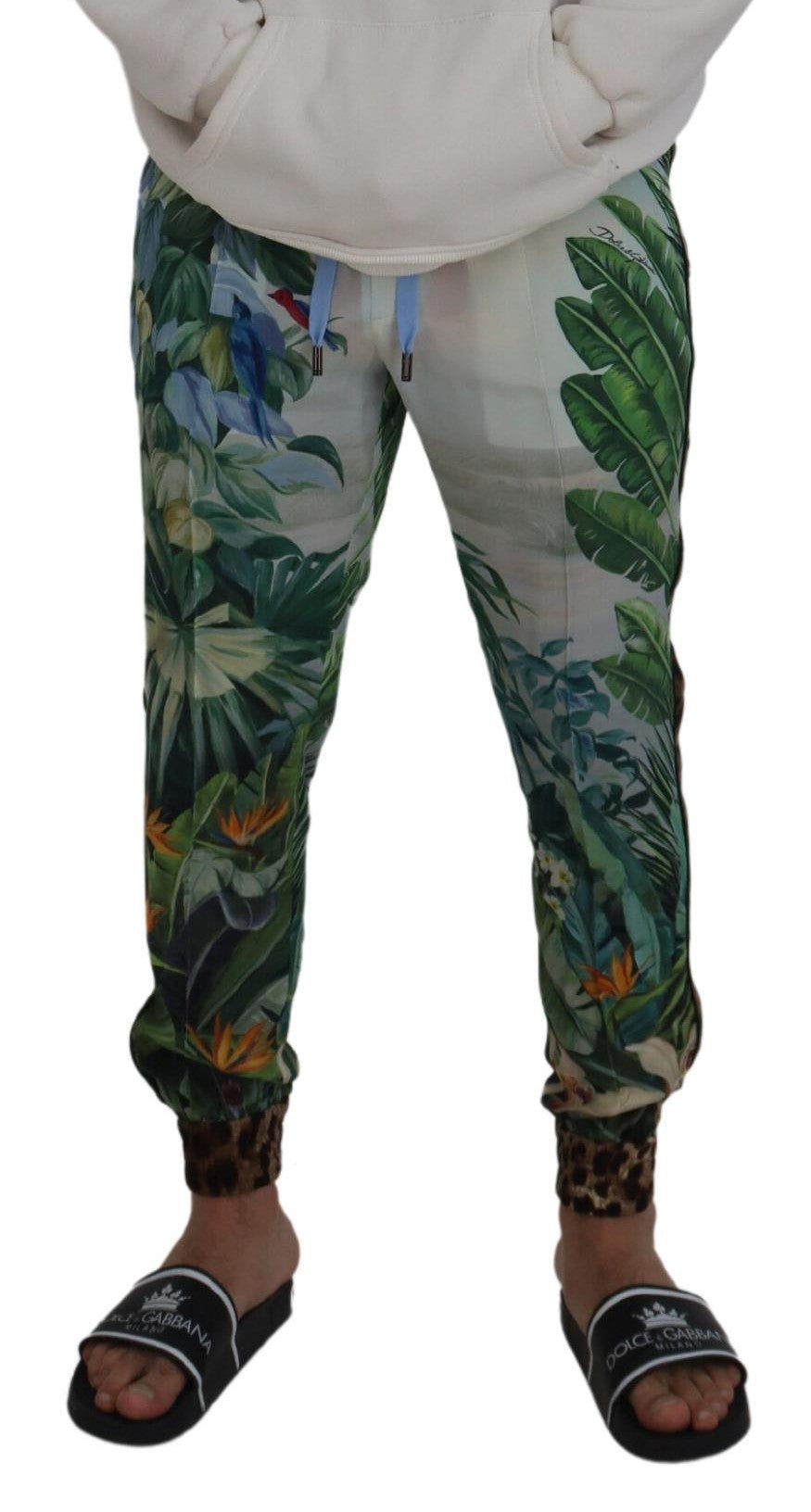 White Floral Printed Men Jogger Pants