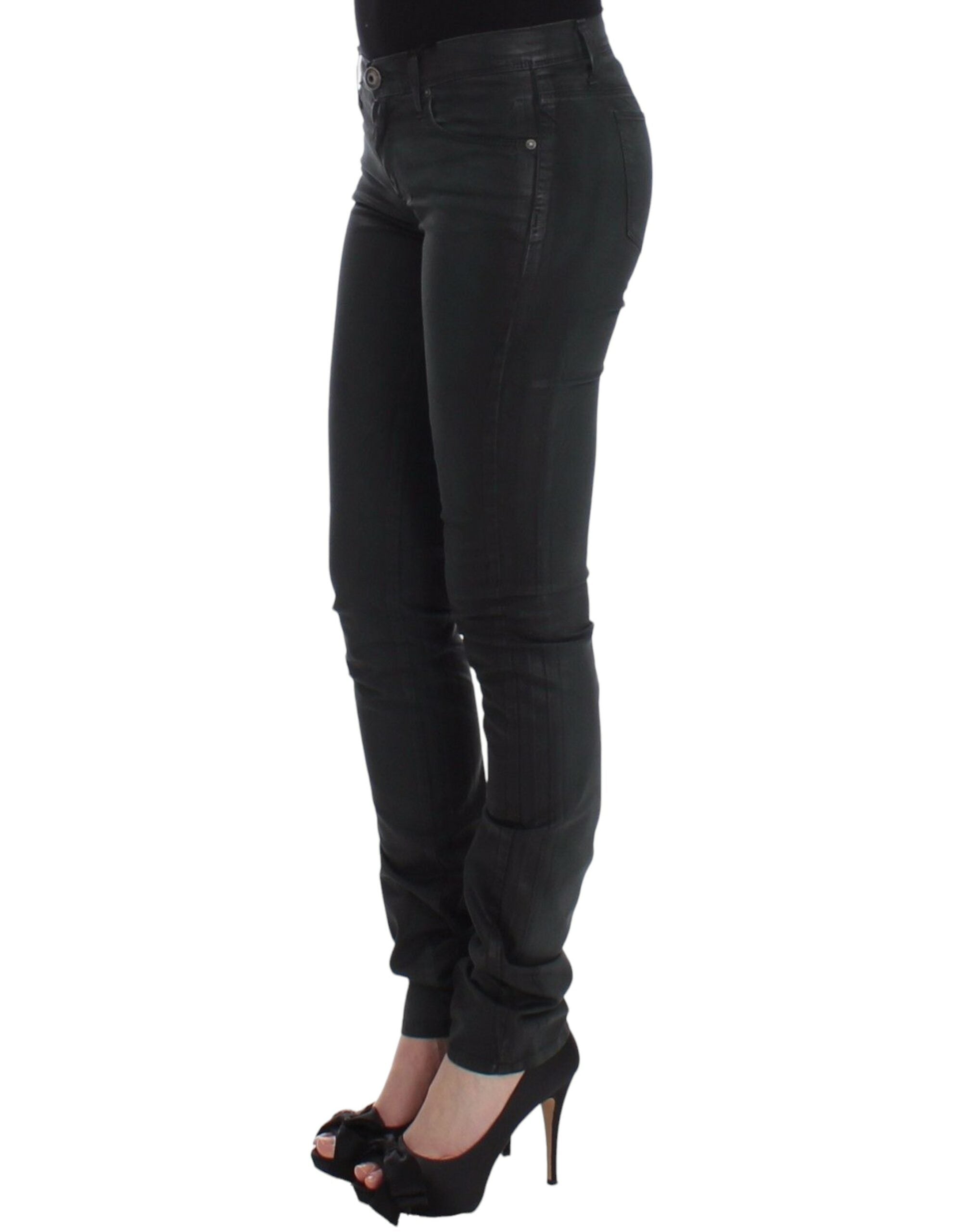 Green Slim Jeans Denim Pants Straight Leg Stretch