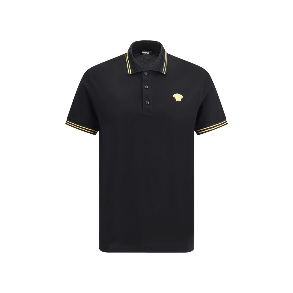 Versace – Polo en coton avec patch logo