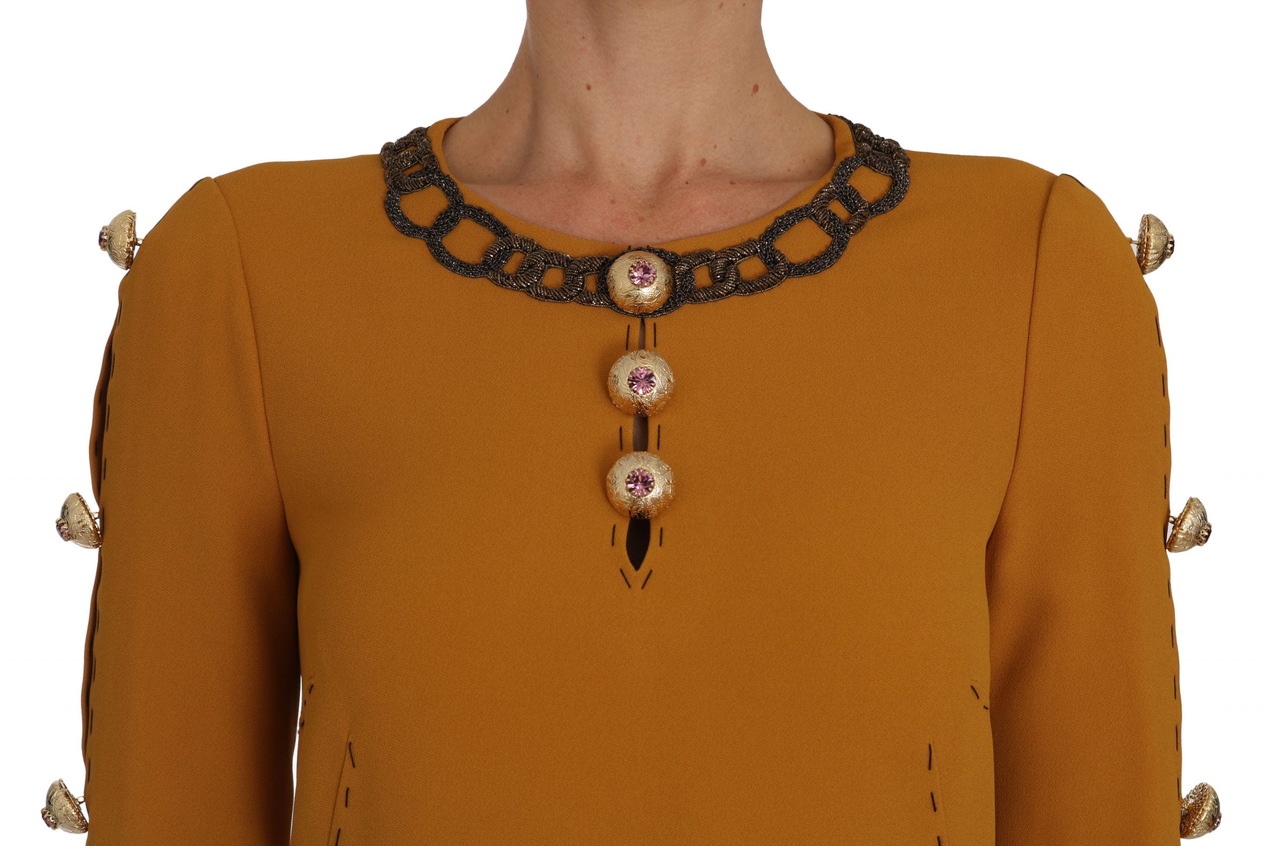 Brown Mini Crystal Embellished Dress