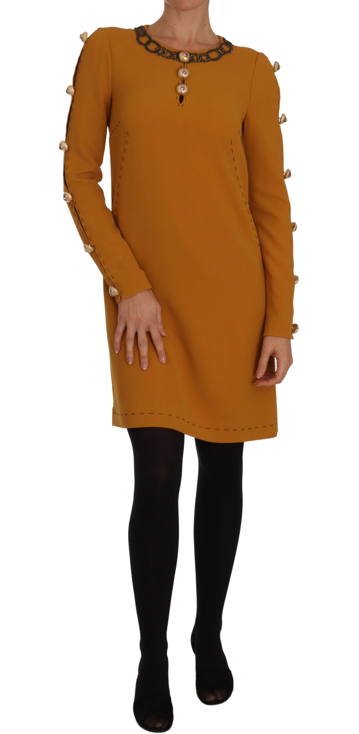 Brown Mini Crystal Embellished Dress