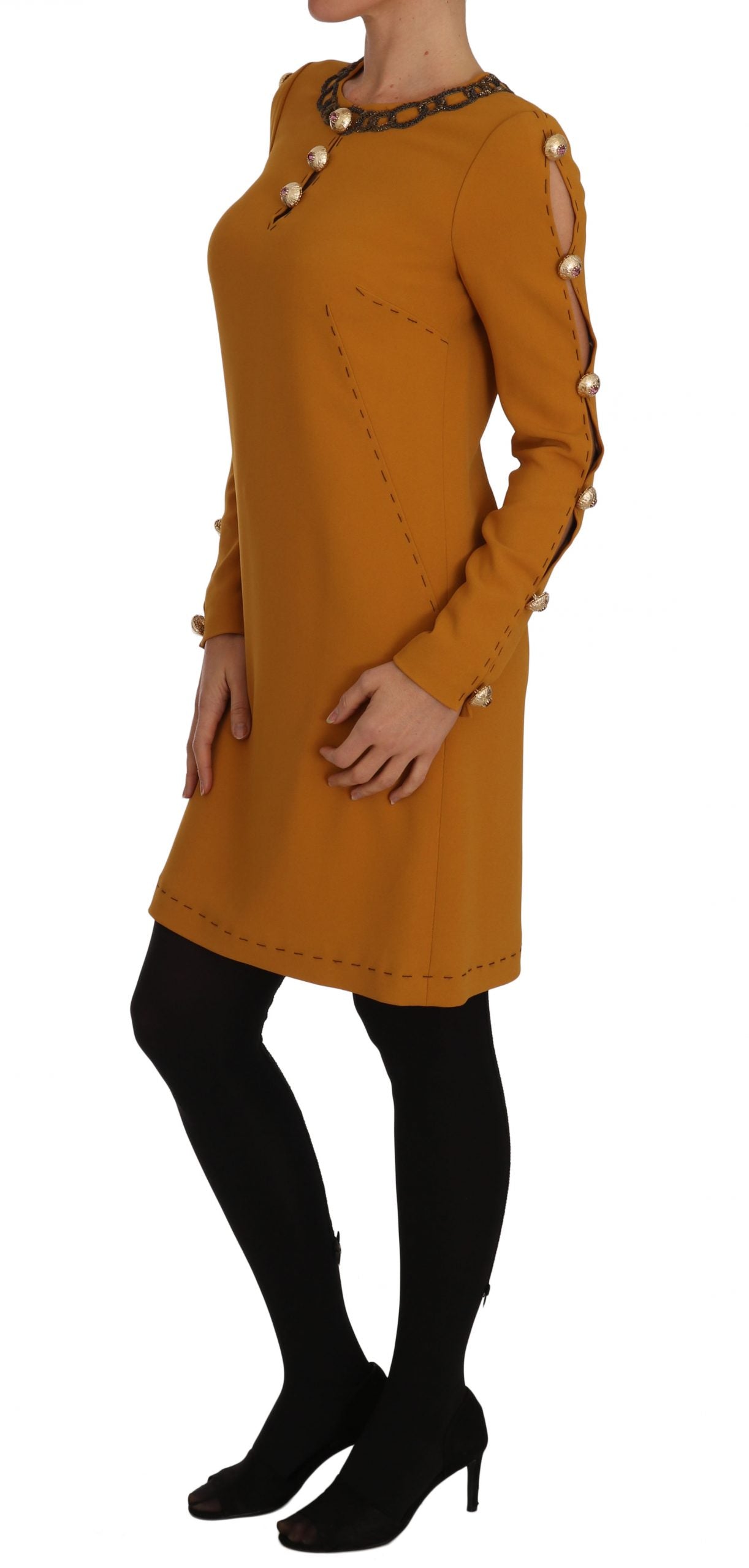 Brown Mini Crystal Embellished Dress