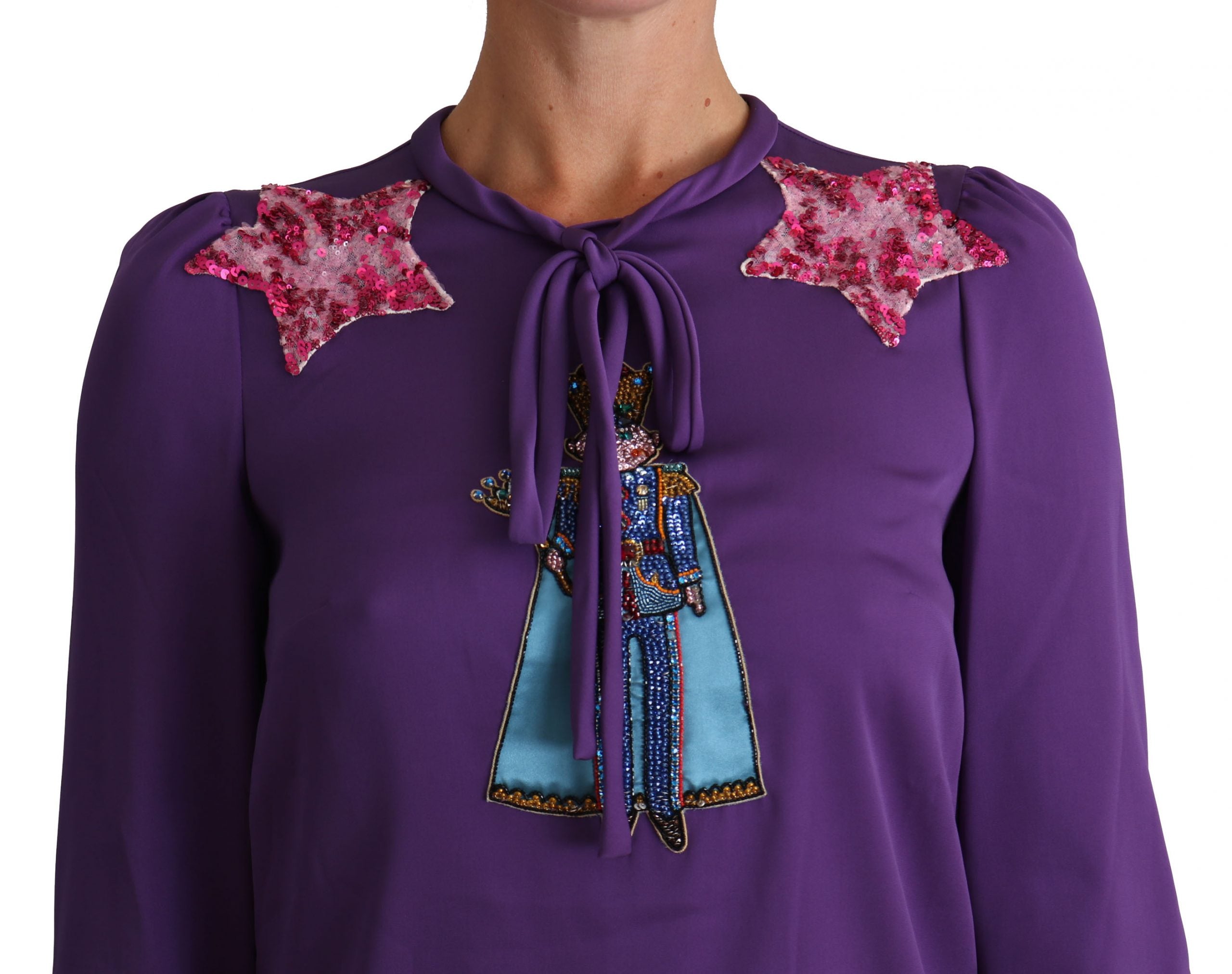 Purple Blouse Prince Fairy Tale Embellished Top