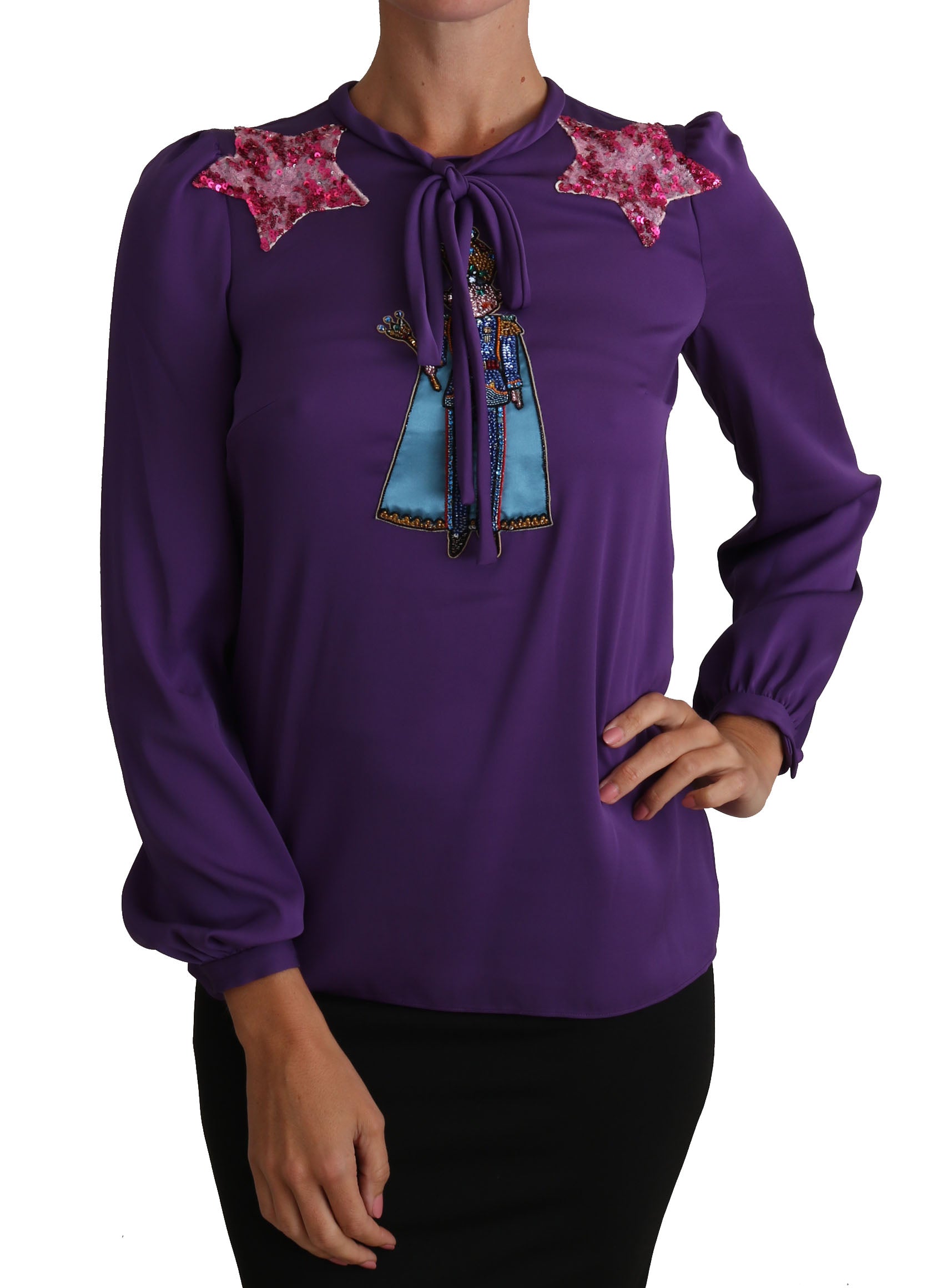 Purple Blouse Prince Fairy Tale Embellished Top