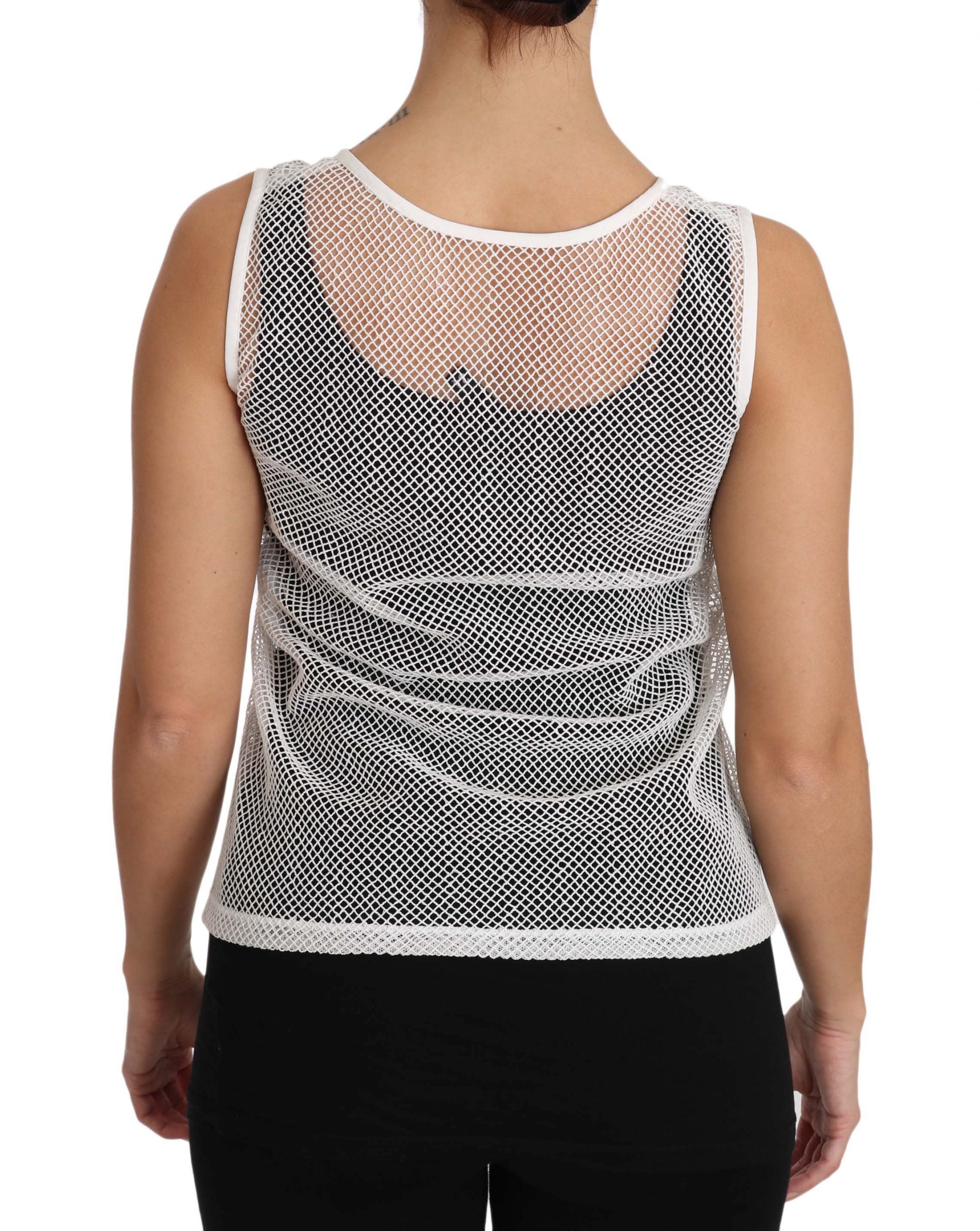 White Net Transparent Sleeveless Tank Top