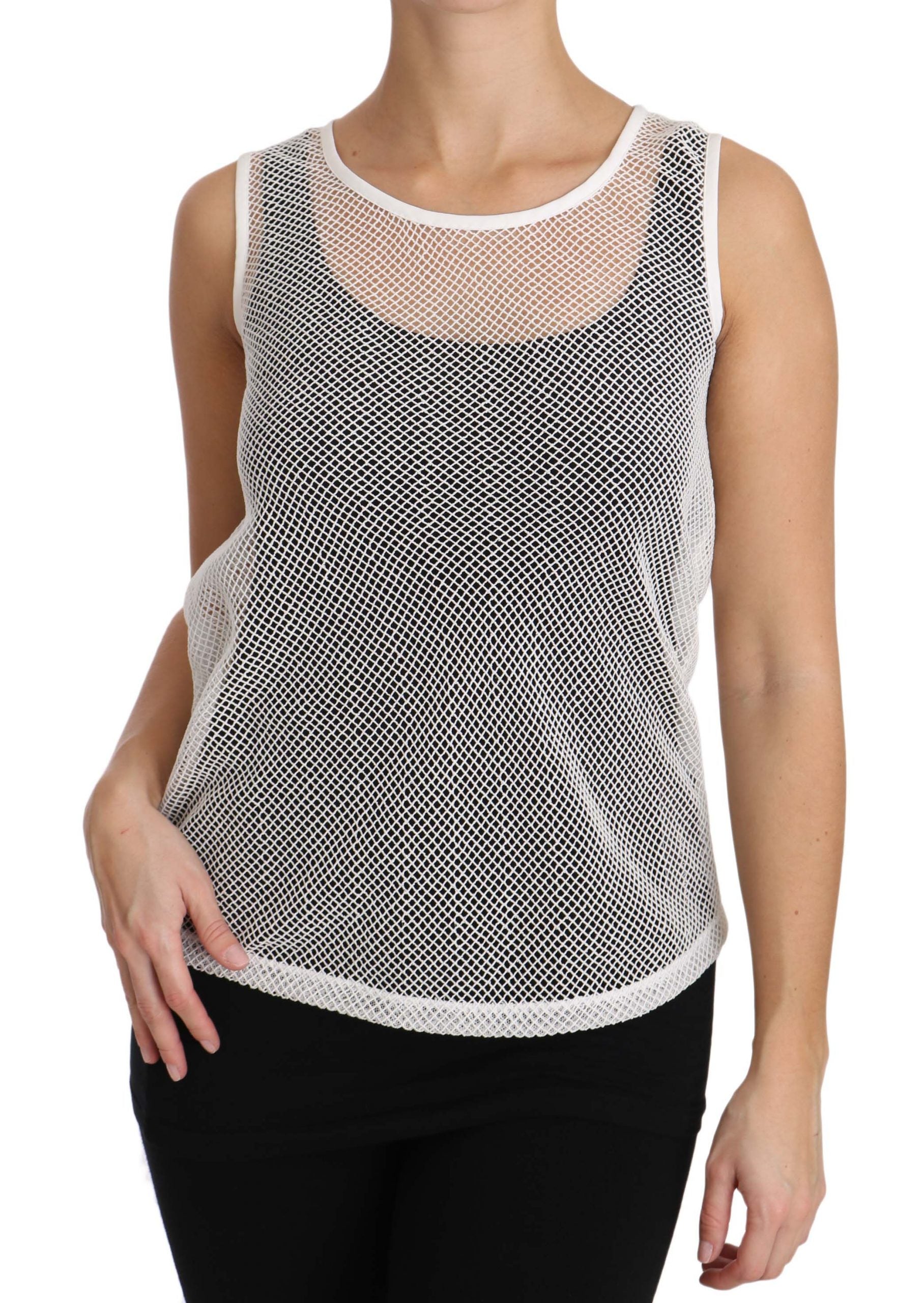 White Net Transparent Sleeveless Tank Top
