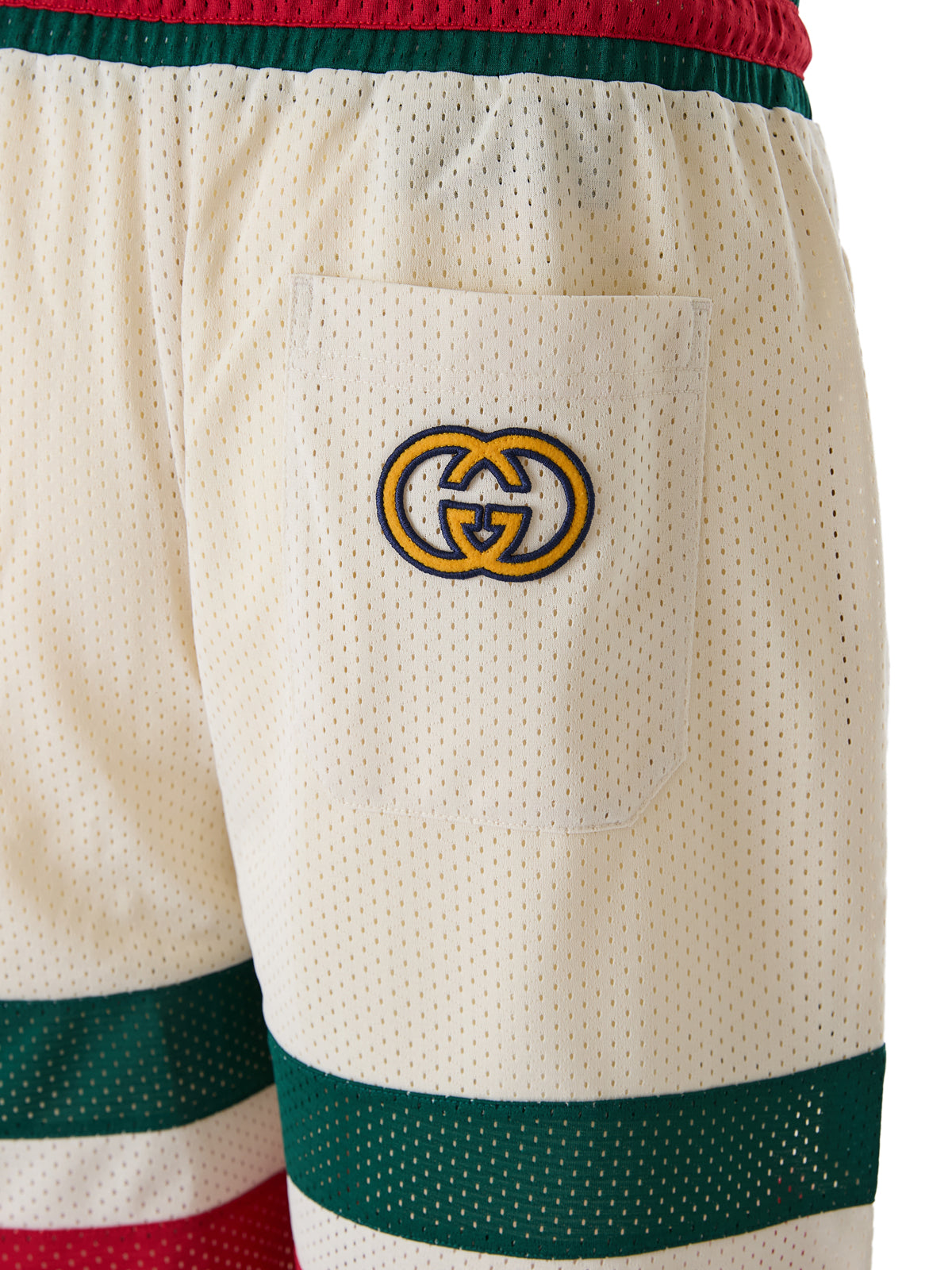 Cream polyester Logo Shorts