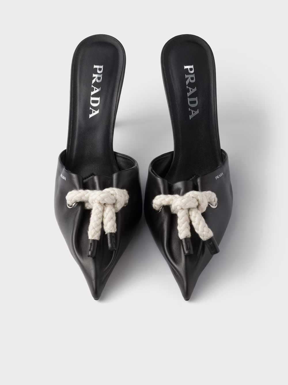 Black Nappa Leather Rope Detail Sandals