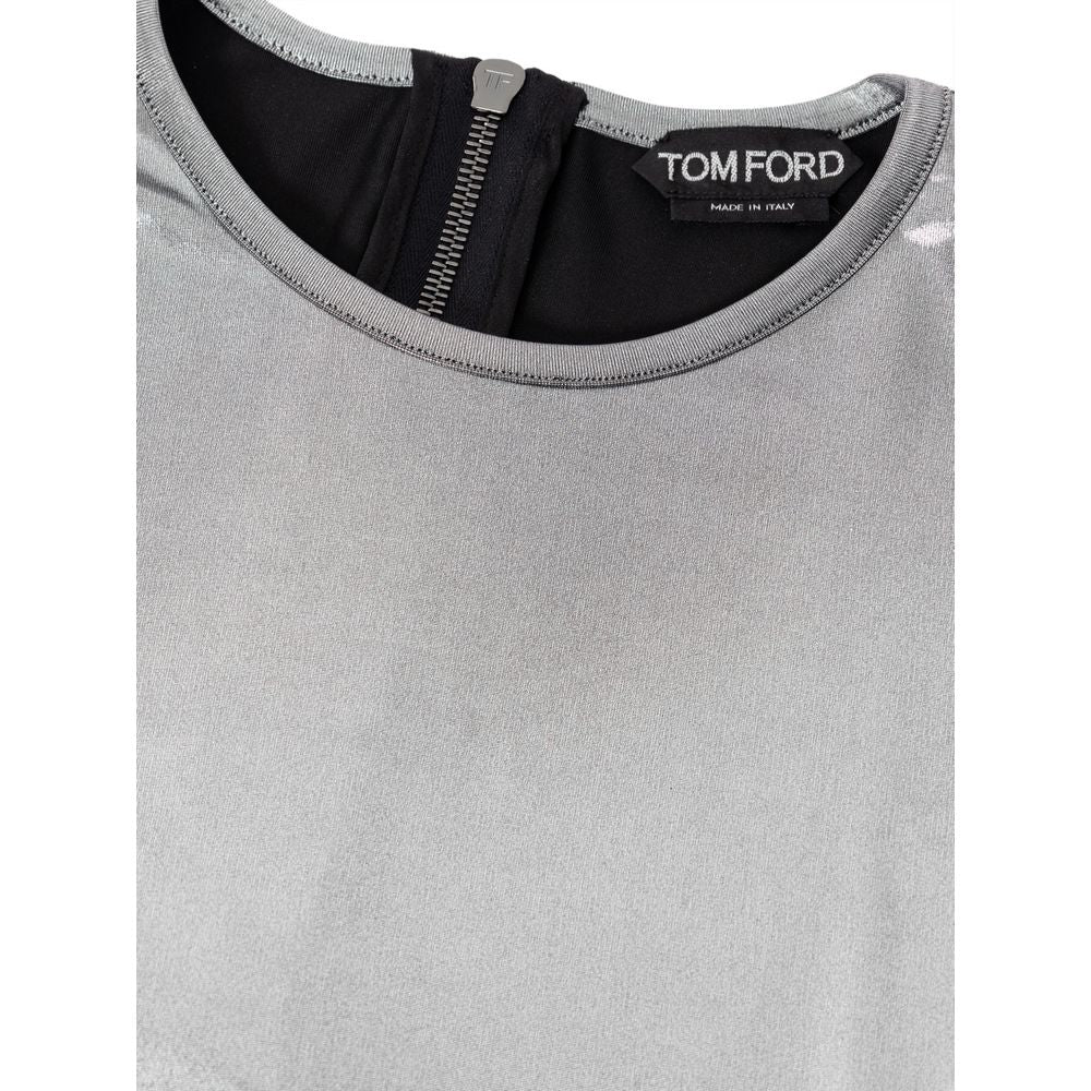 Tom Ford — T-shirt métallique argenté à manches longues