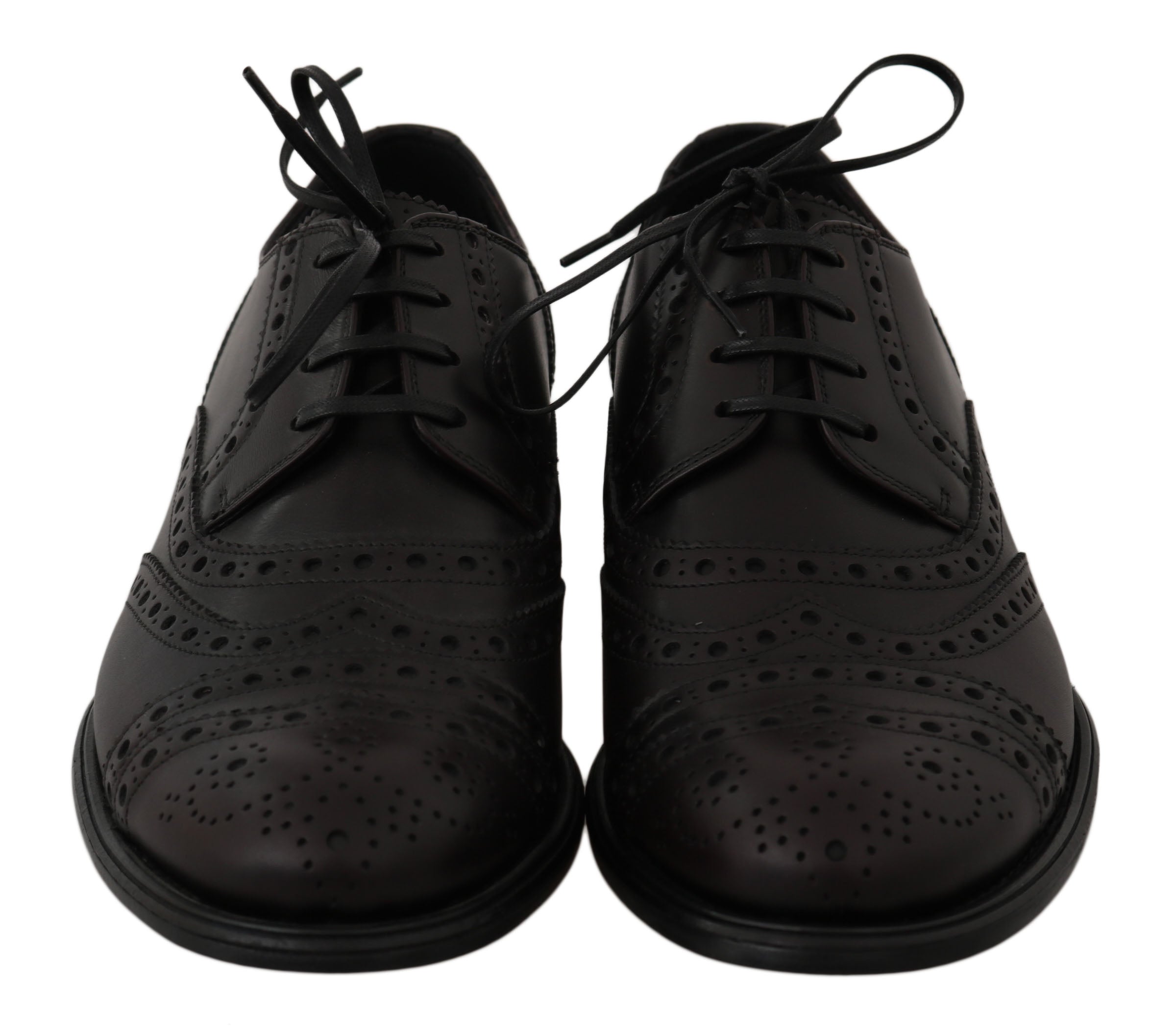 Black Leather Wingtip Oxford Dress Shoes