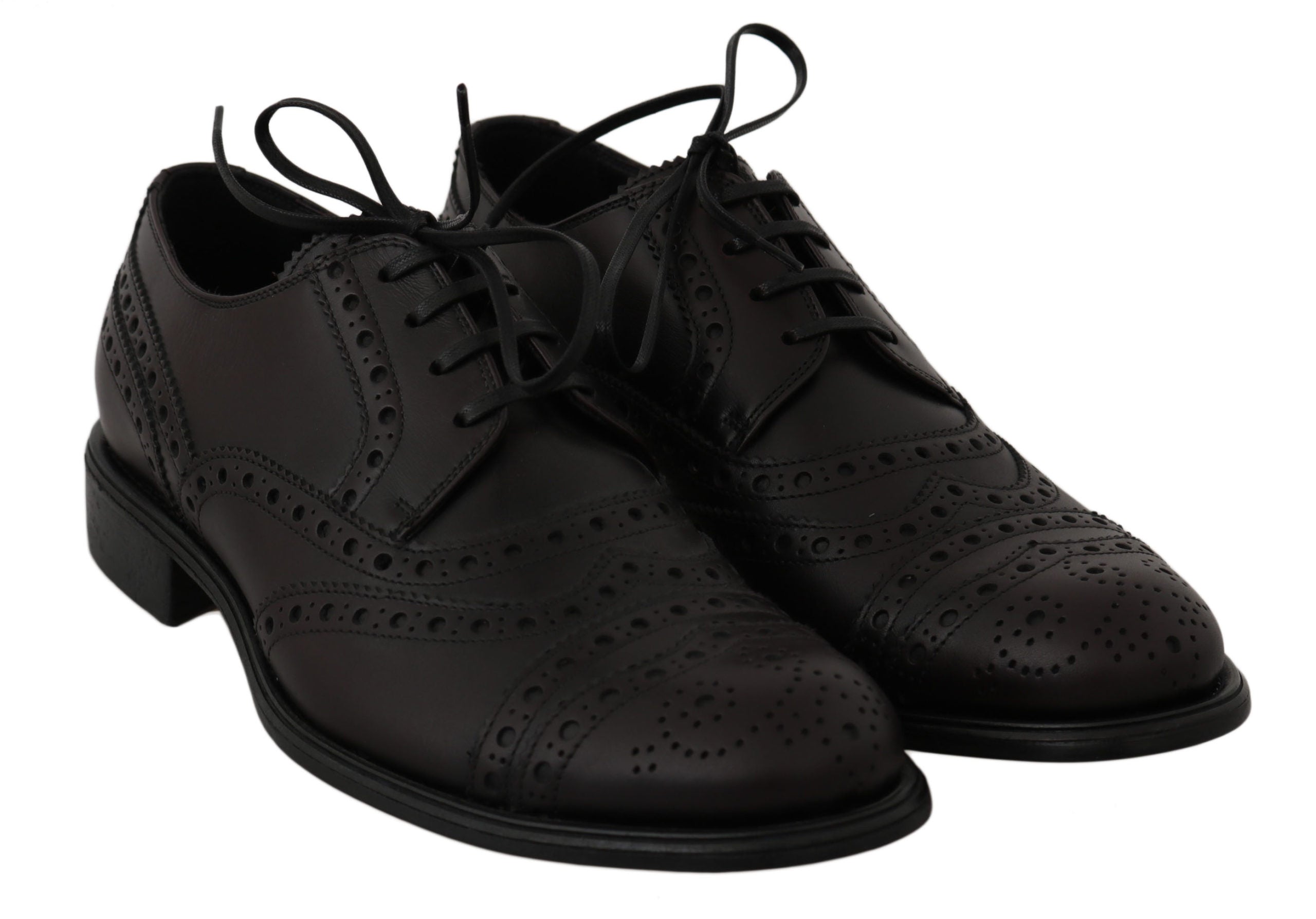 Black Leather Wingtip Oxford Dress Shoes