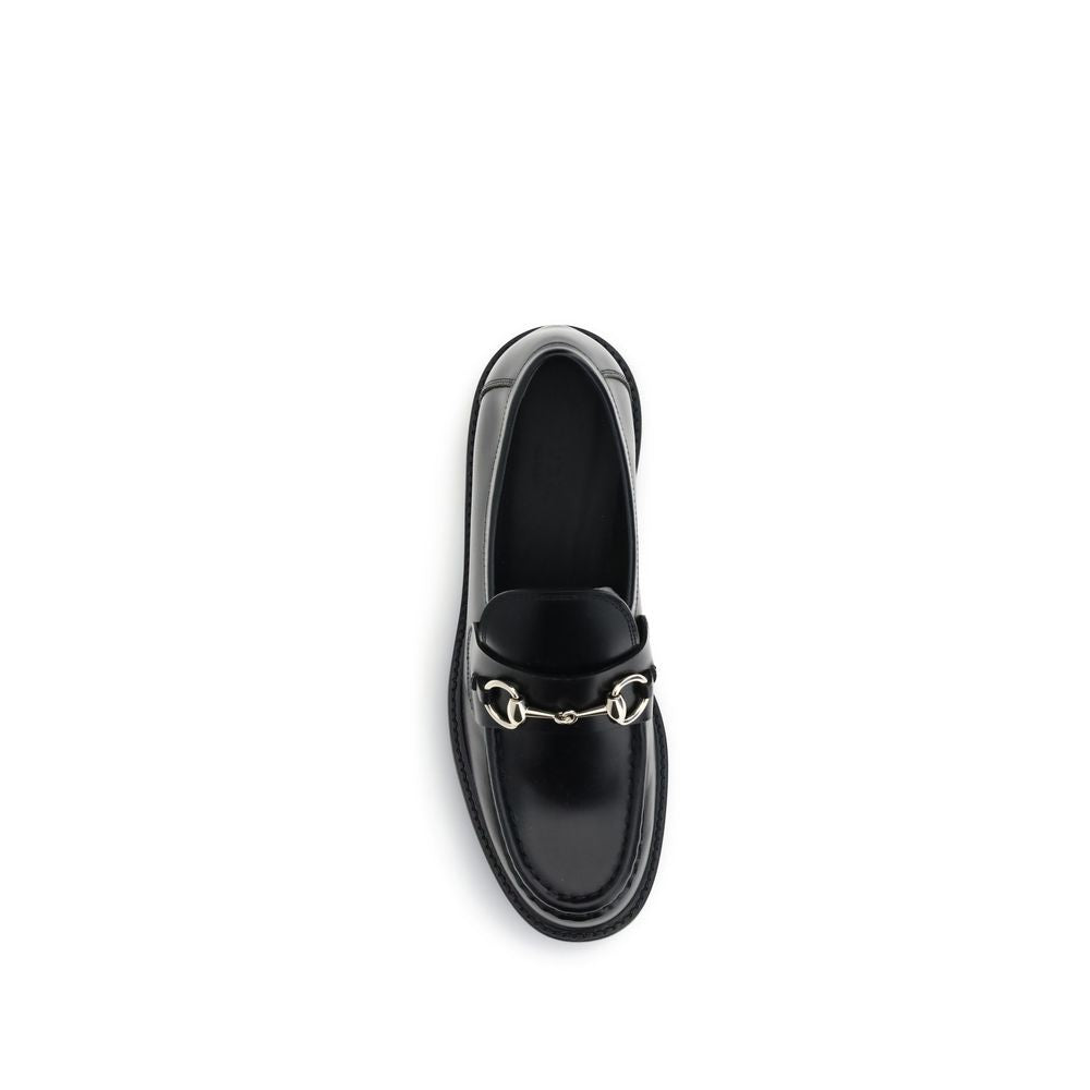Gucci — Mocassins Horsebit en cuir de veau noir à talon bloc