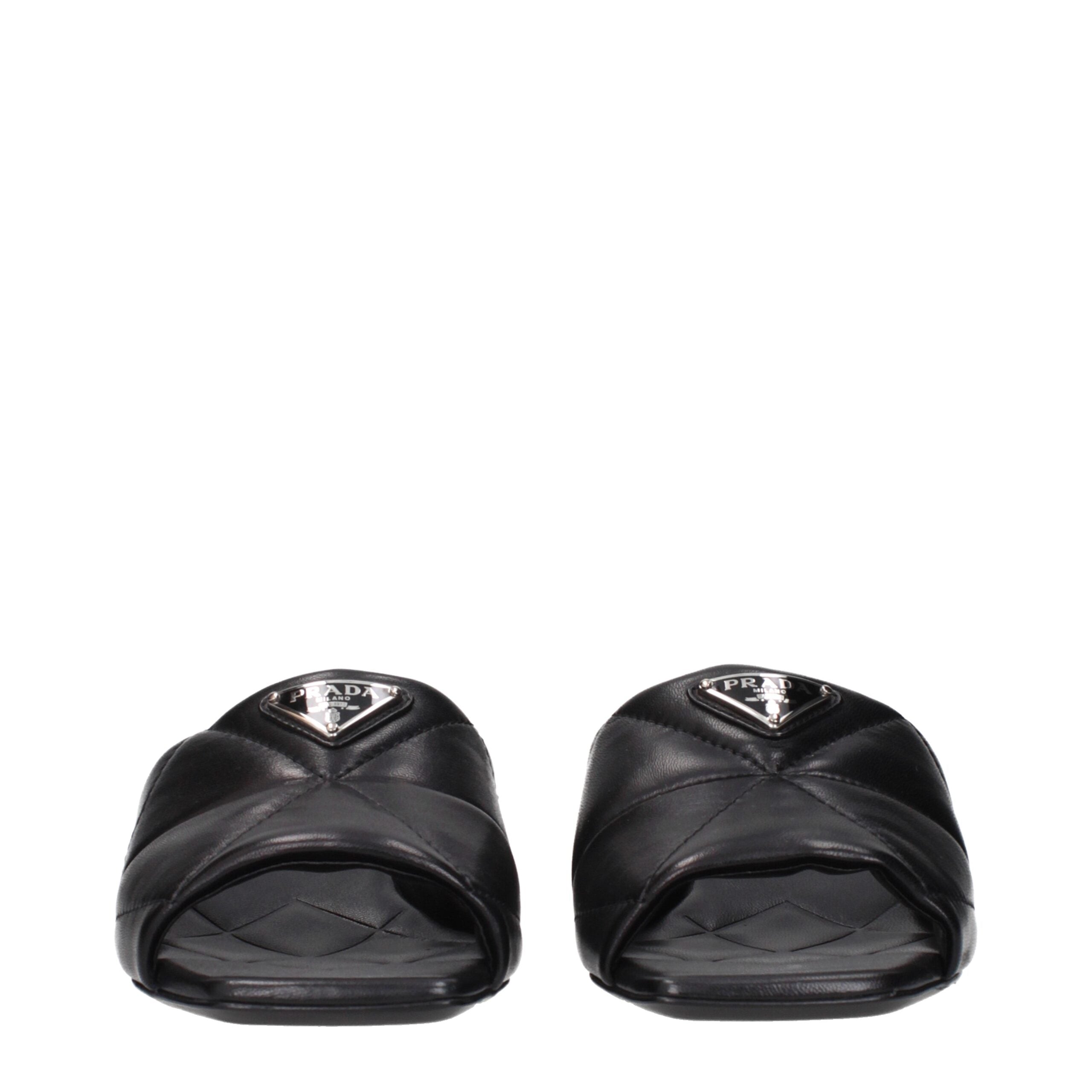 Black Leather Flat Sandals