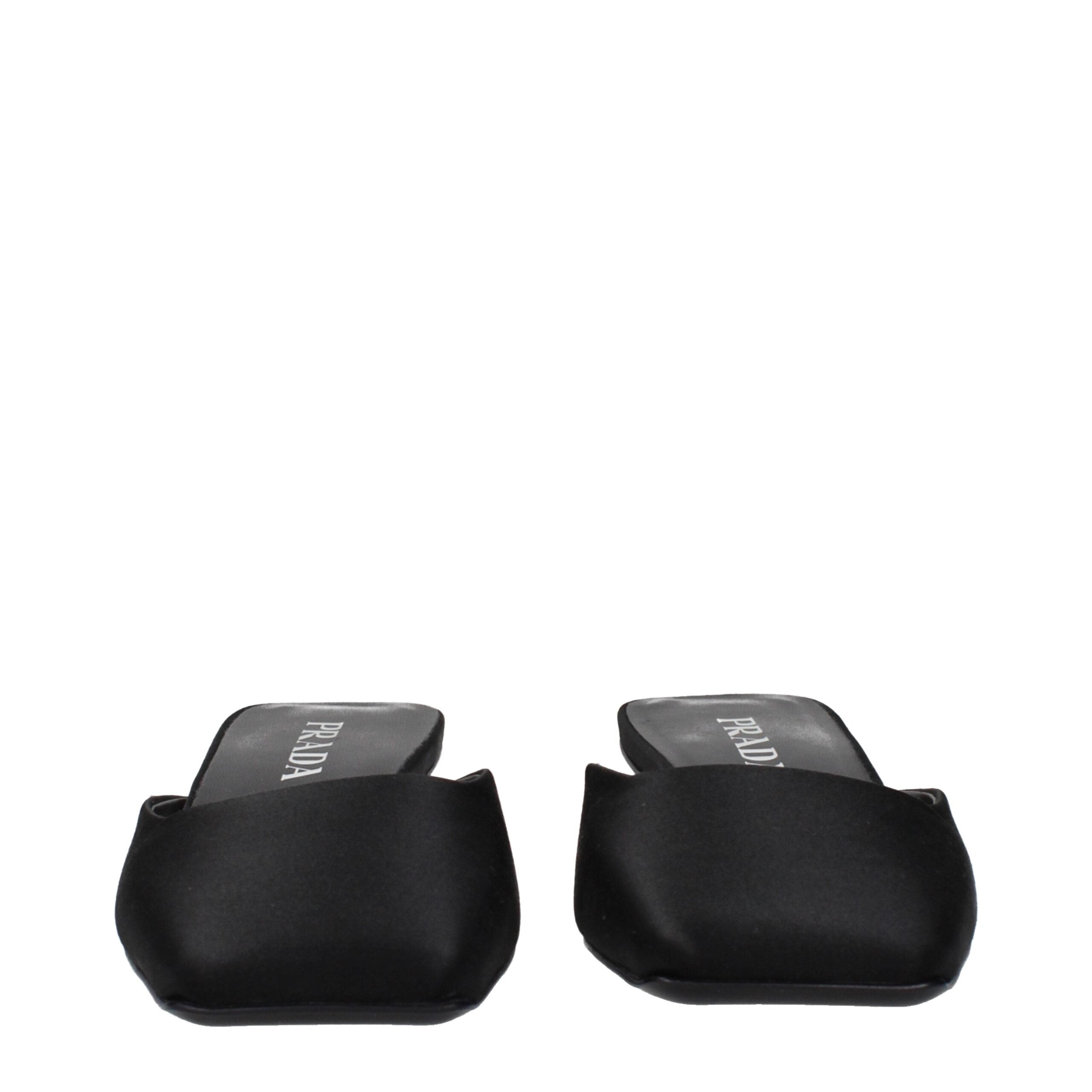 Black Satin Flat Sandals