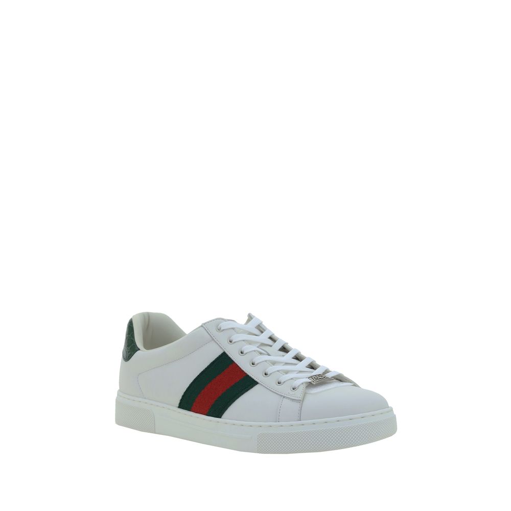 Gucci — Sneakers basses blanches en cuir de veau