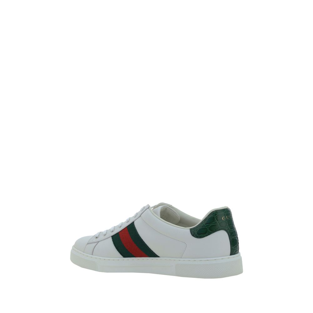 Gucci — Sneakers basses blanches en cuir de veau
