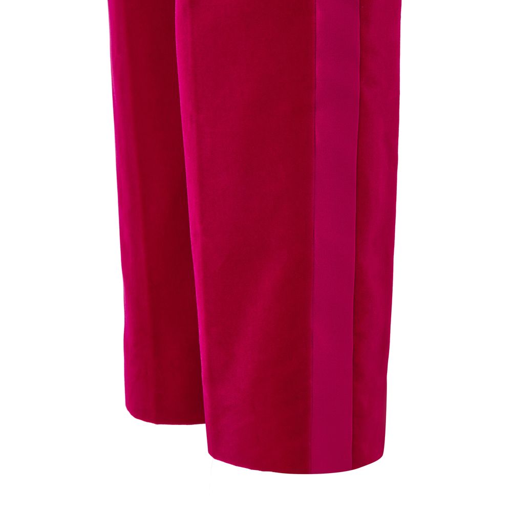 Tom Ford — Pantalon de smoking en chenille fuchsia avec bandes satinées