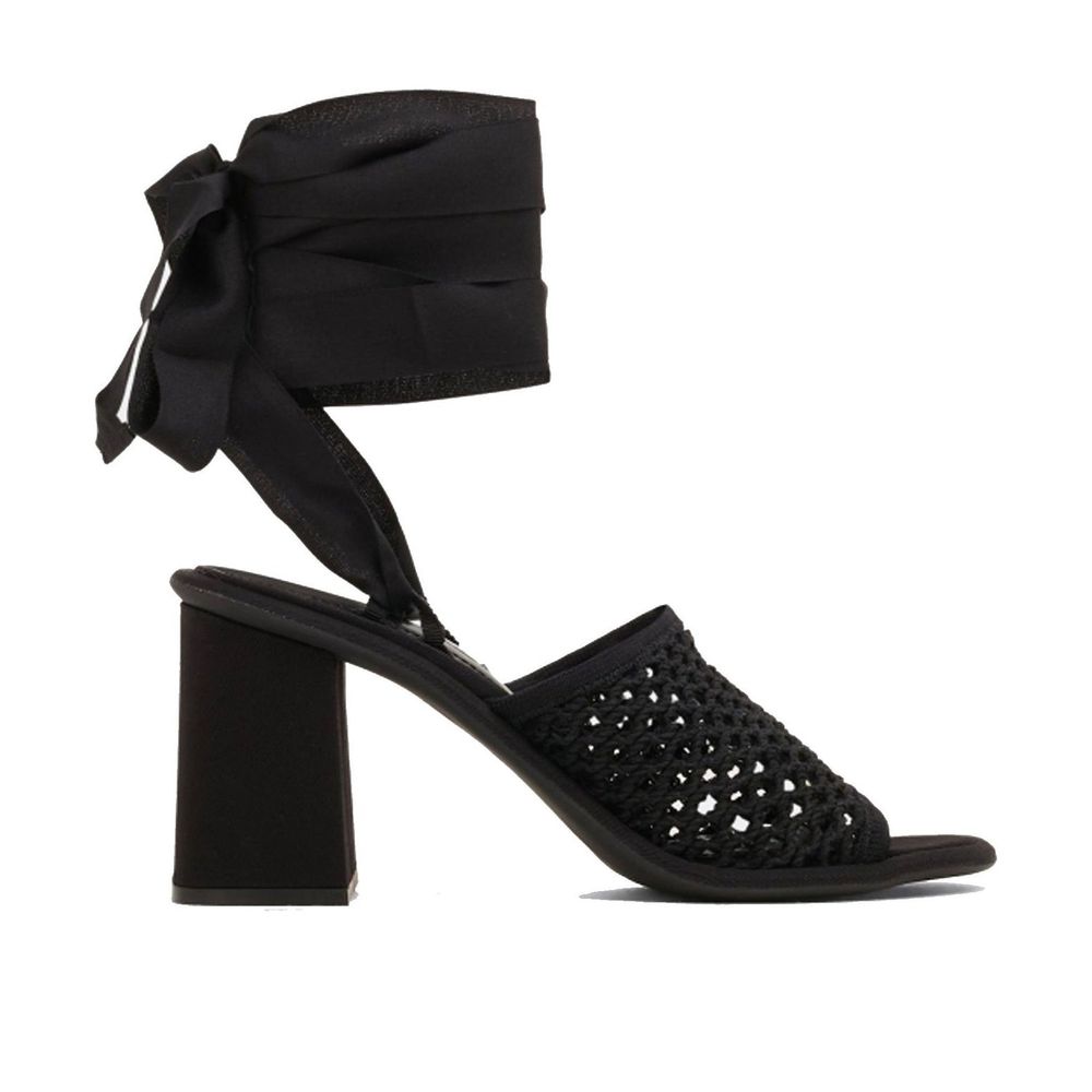 Black Fabric Platform Sandals