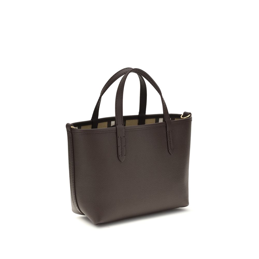 Burberry — Bloomsbury Mini Tote réversible en cuir beige