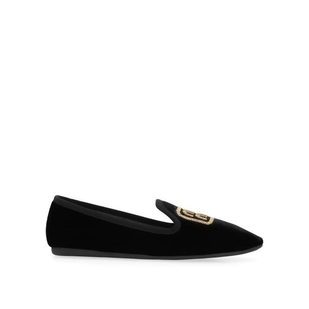 Miu Miu – Slippers en velours avec logo brodé