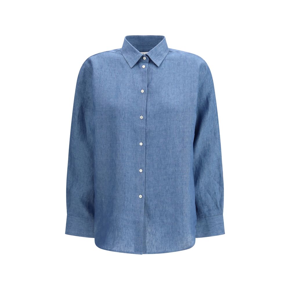 Róhe — Chemise en lin bleu à coupe légèrement oversize