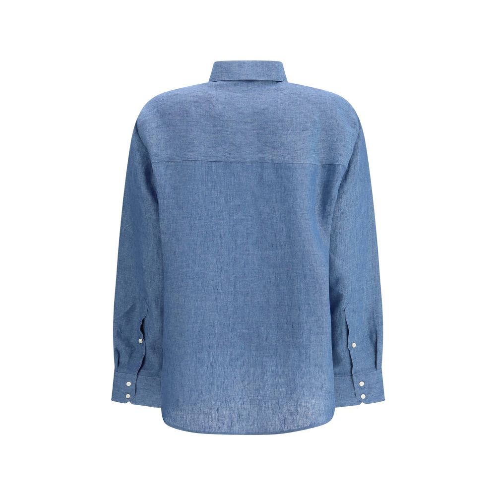 Róhe — Chemise en lin bleu à coupe légèrement oversize