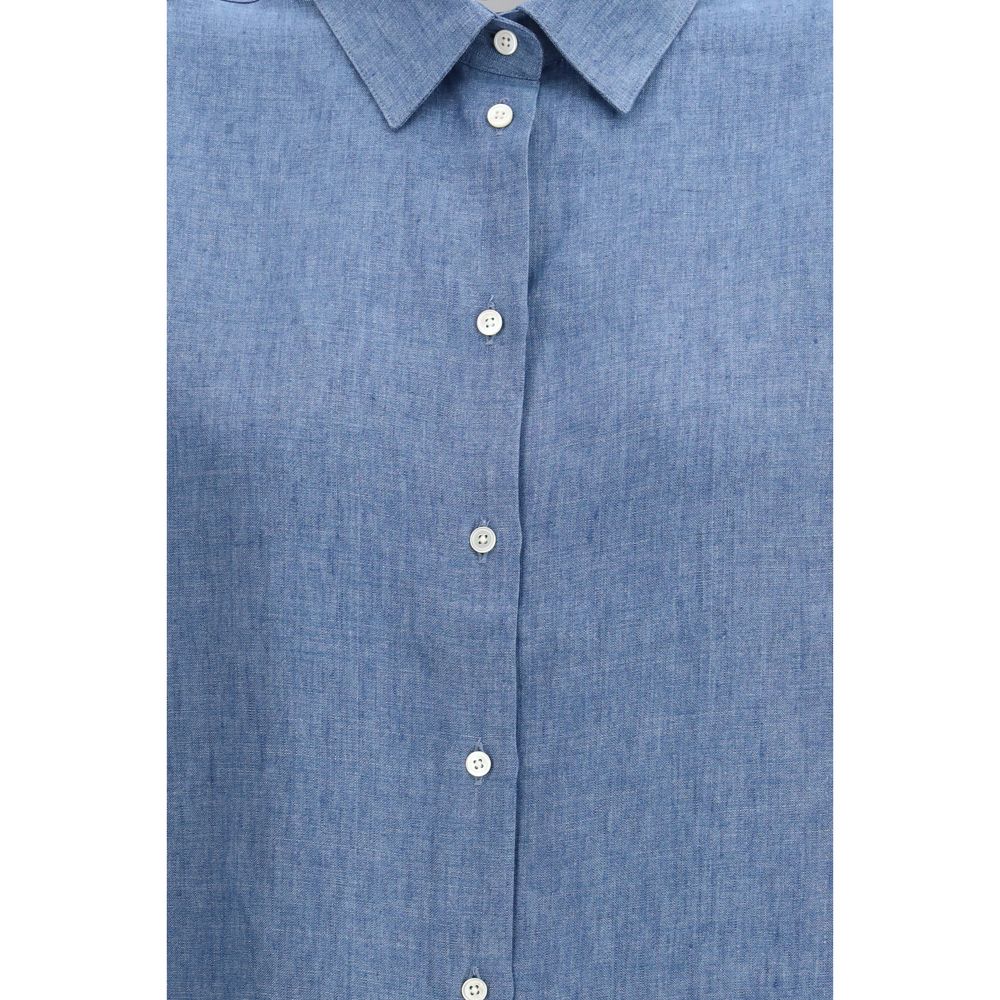 Róhe — Chemise en lin bleu à coupe légèrement oversize