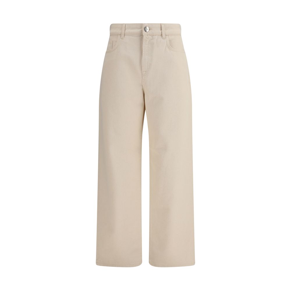 Róhe — Pantalon en coton beige à coupe baggy