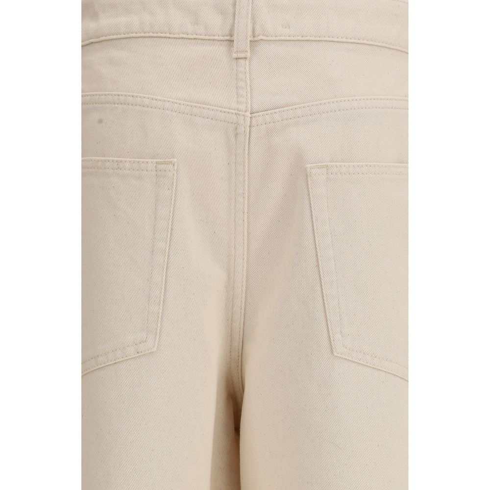 Róhe — Pantalon en coton beige à coupe baggy