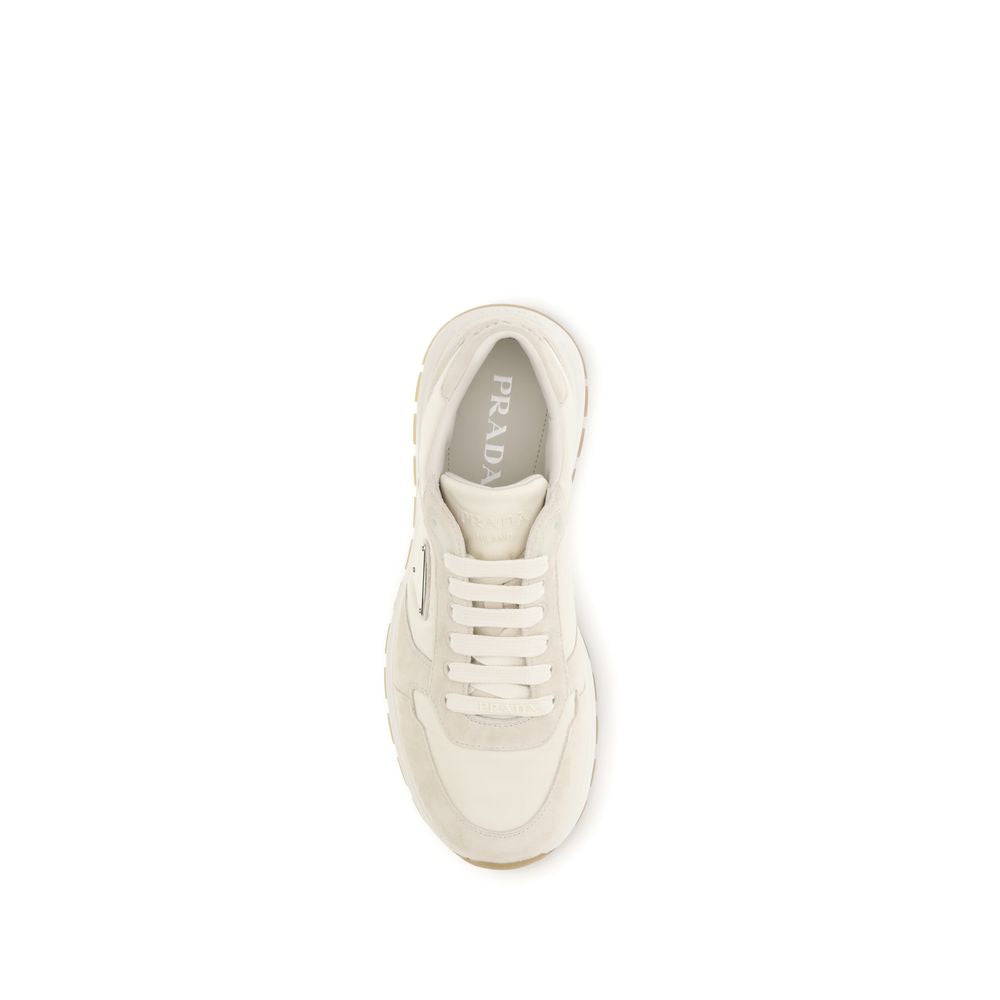 Beige Nylon Low Top Sneakers