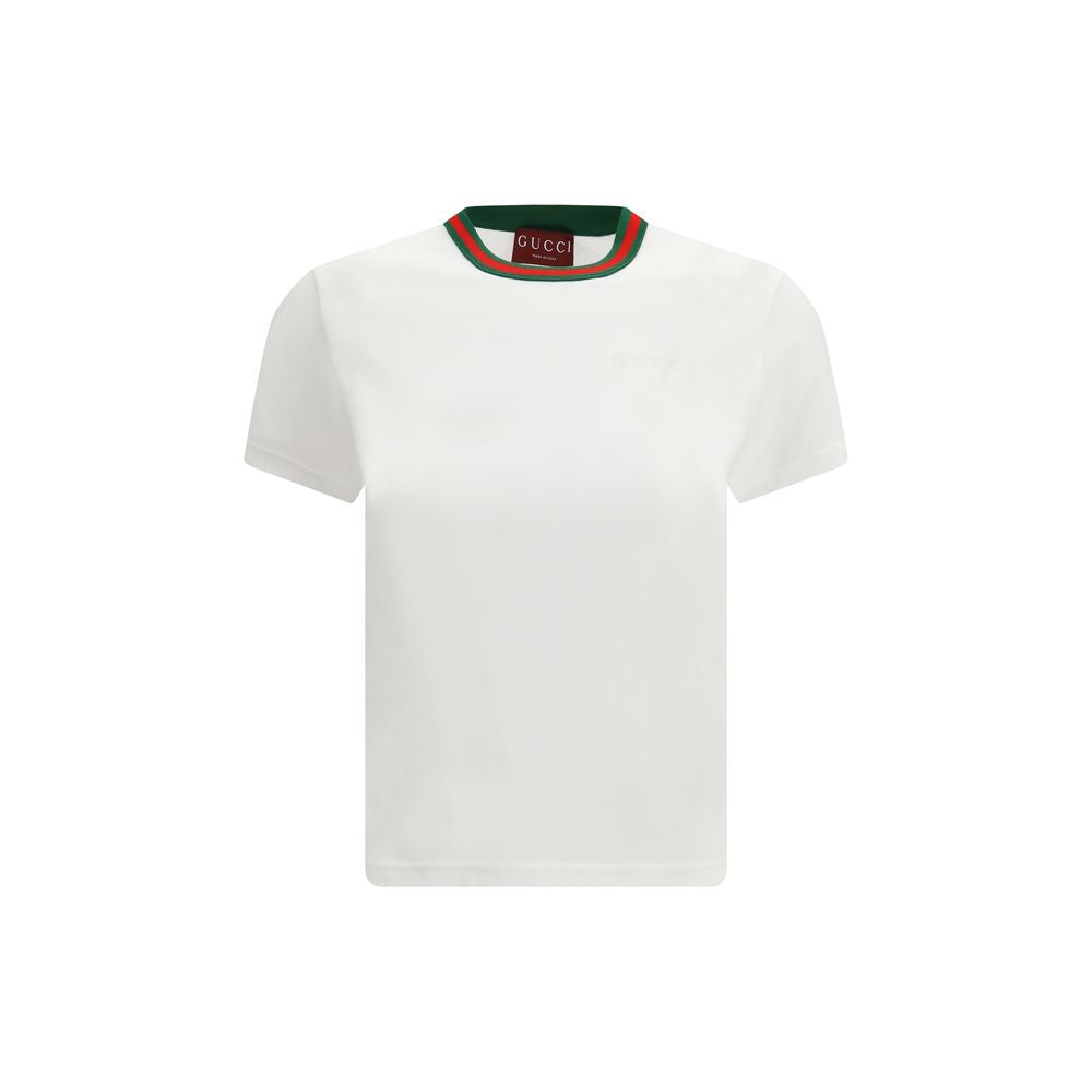 Gucci – T-shirt en jersey de coton blanc avec patch logo