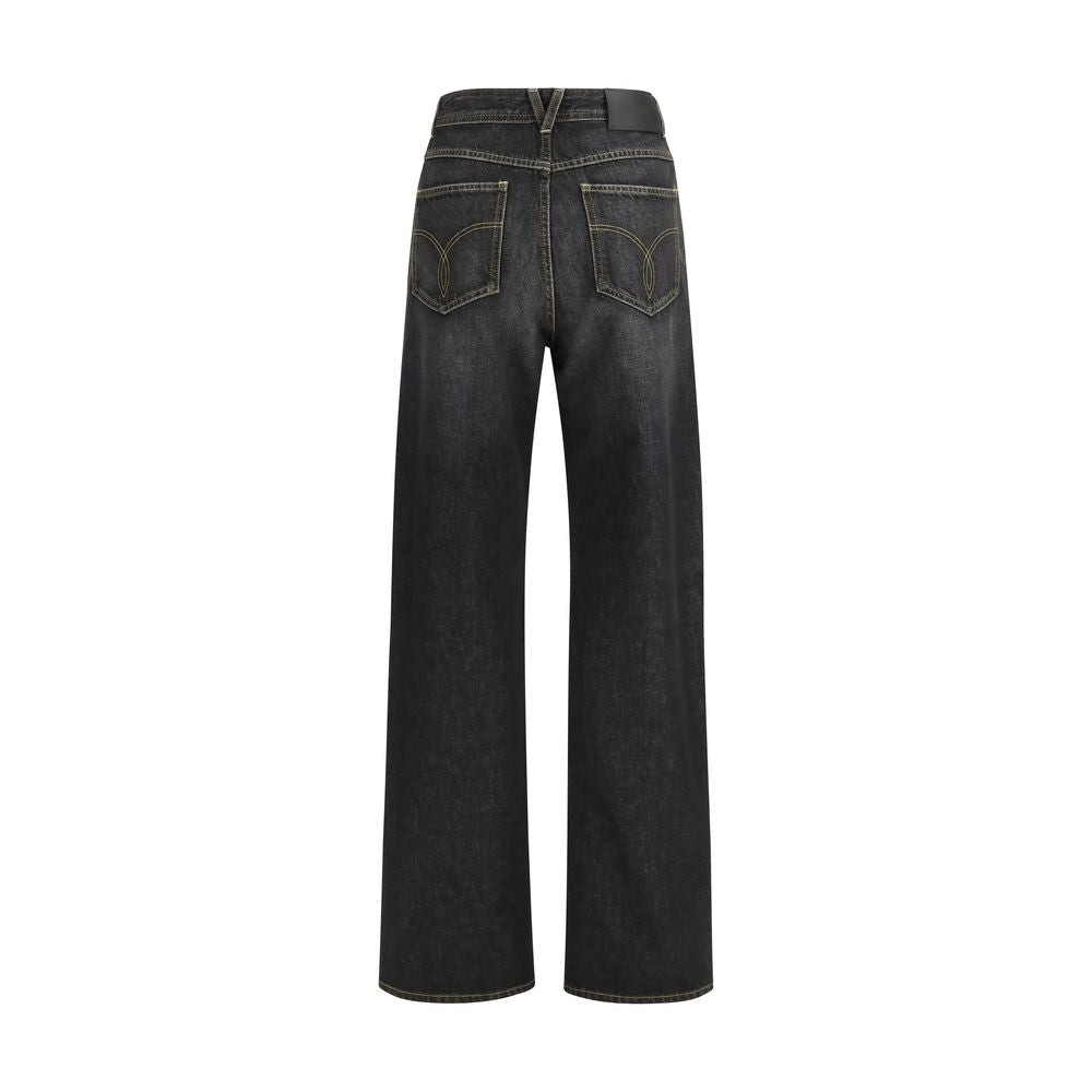 Black Cotton Straight-Leg Jeans