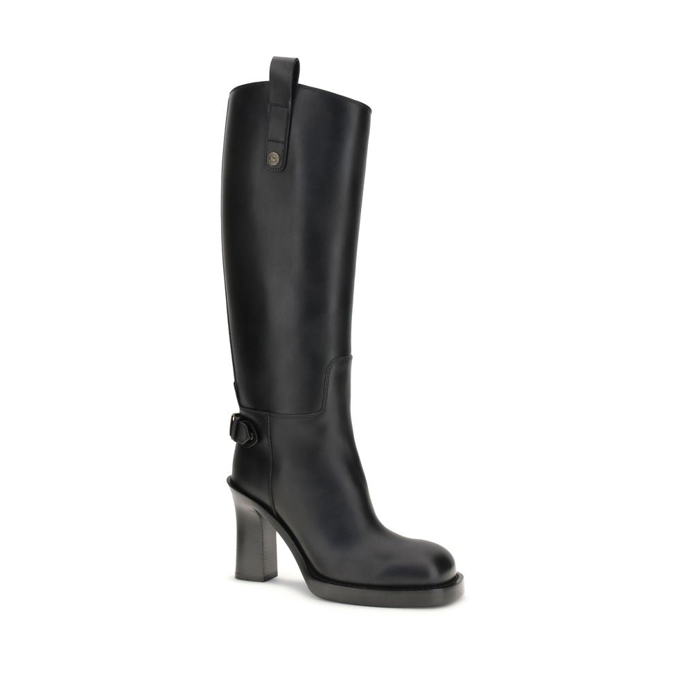 Black Calf Leather Bos Taurus High Heel Boots
